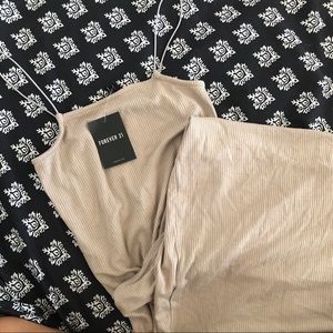 Forever 21 Nude Bodycon Ribbed Dress Size Medium